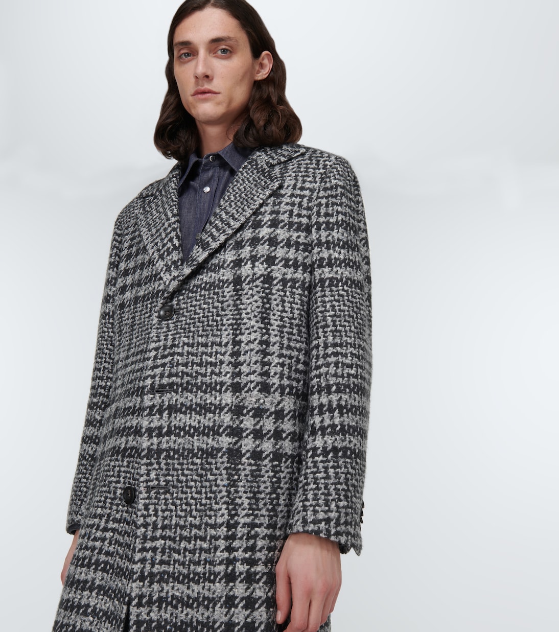Checked wool-blend overcoat | Kiton