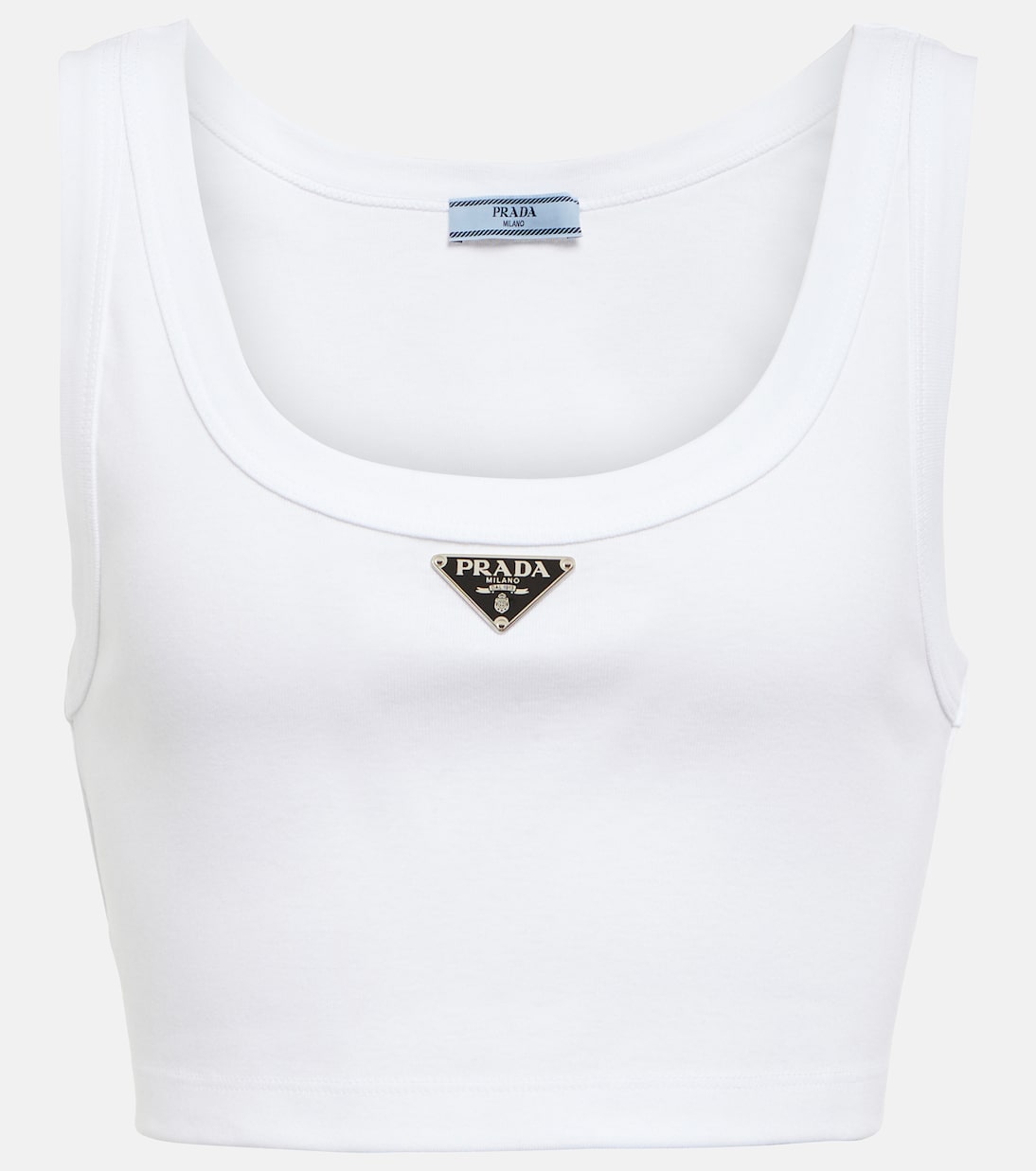 Logo cotton jersey crop top | Prada