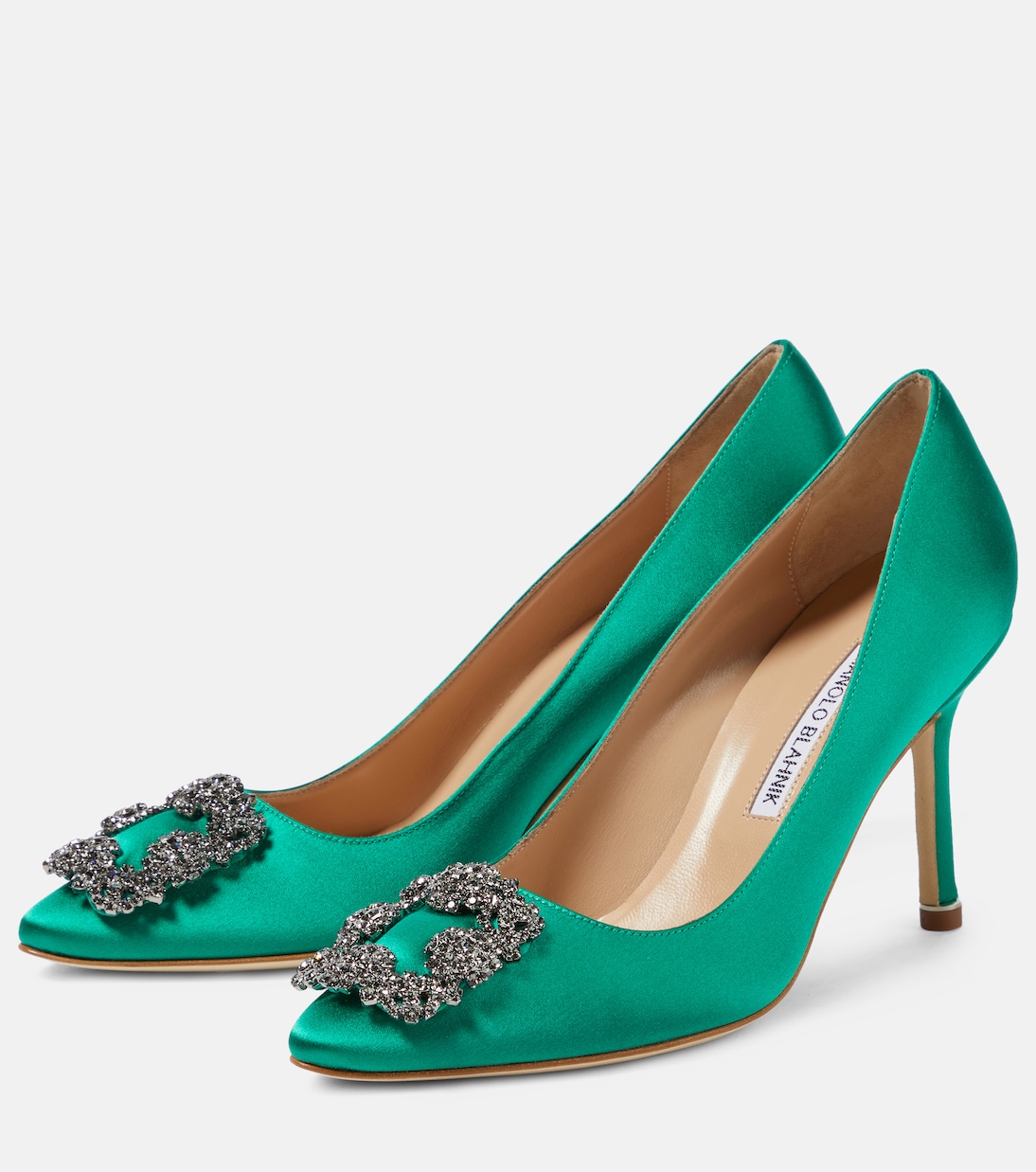 Hangisi embellished satin pumps | Manolo Blahnik
