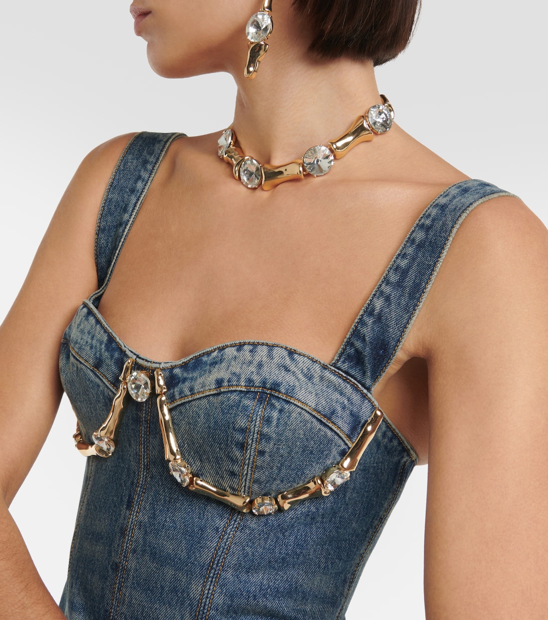 Claw embellished denim minidress | Area