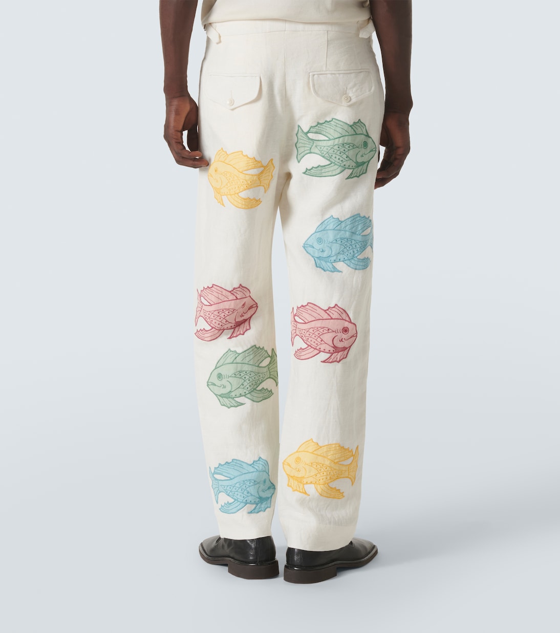 Piscine appliqué linen straight pants | Bode
