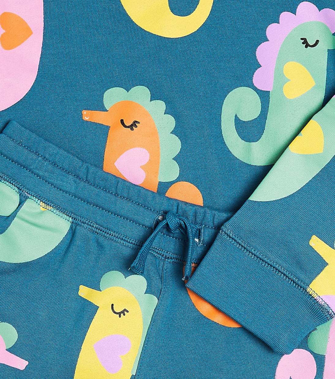 طقم سويت شيرت وشورت من قطن فليس بطبعات | Stella McCartney Kids