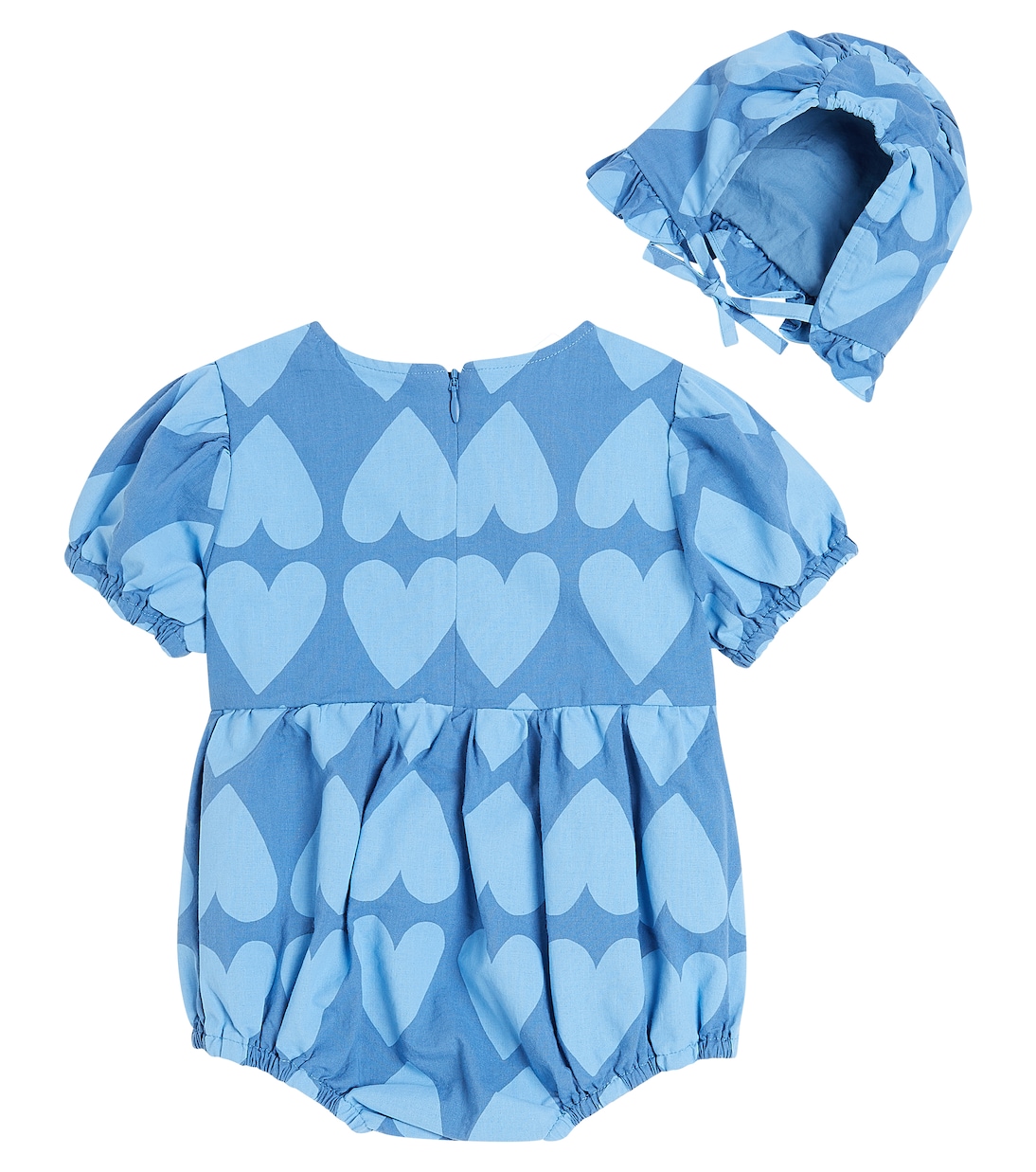 Baby Heart cotton playsuit and sunhat set | Jellymallow