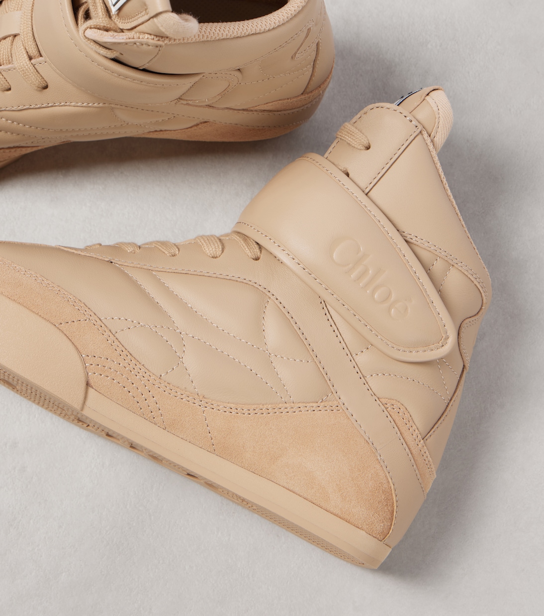 Kick suede-trimmed leather high-top sneakers | Chloé
