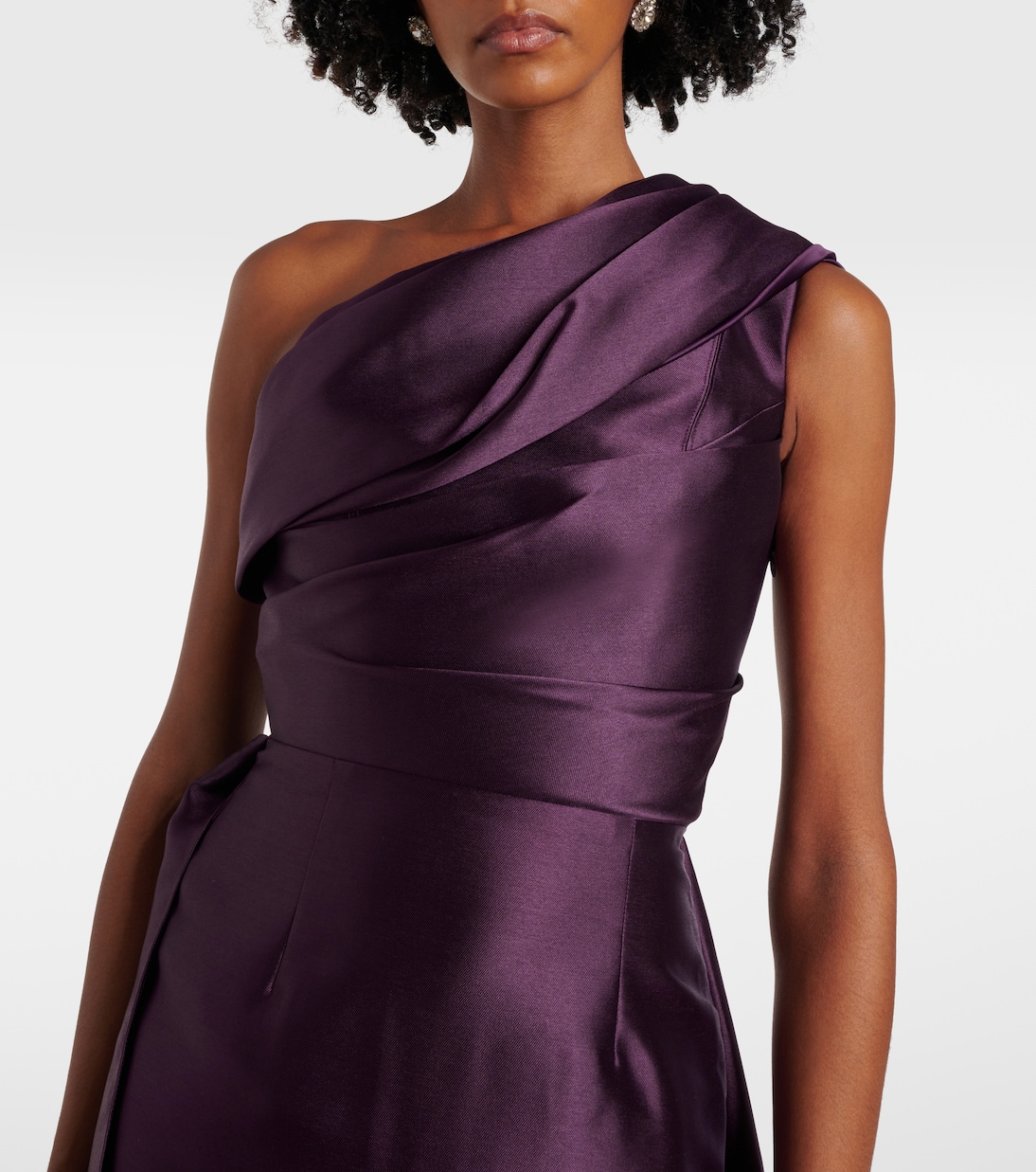 Abito lungo monospalla in twill | Solace London