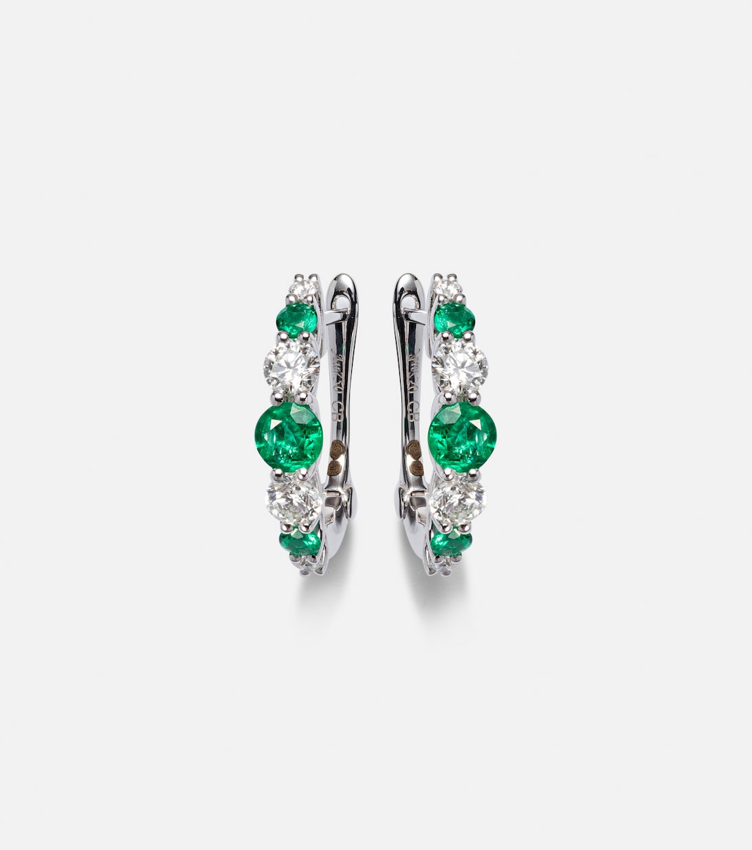 Classics 18kt white gold hoop earrings with emeralds and diamonds | Bucherer Fine Jewellery