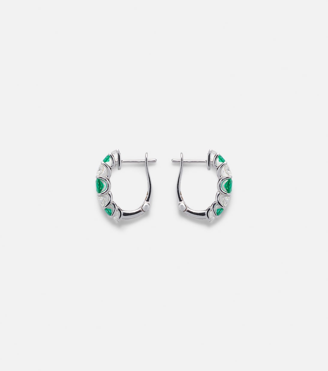 Classics 18kt white gold hoop earrings with emeralds and diamonds | Bucherer Fine Jewellery