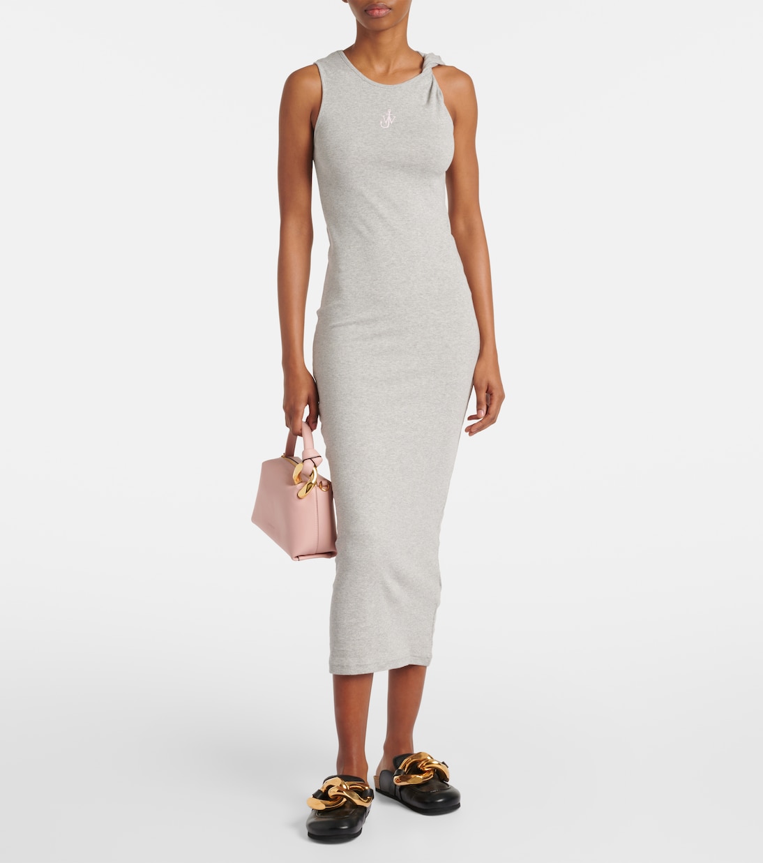 Logo embroidered cotton jersey maxi dress | JW Anderson