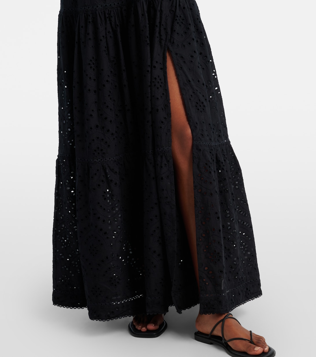 Robe longue Perla brodée en coton | Poupette St Barth