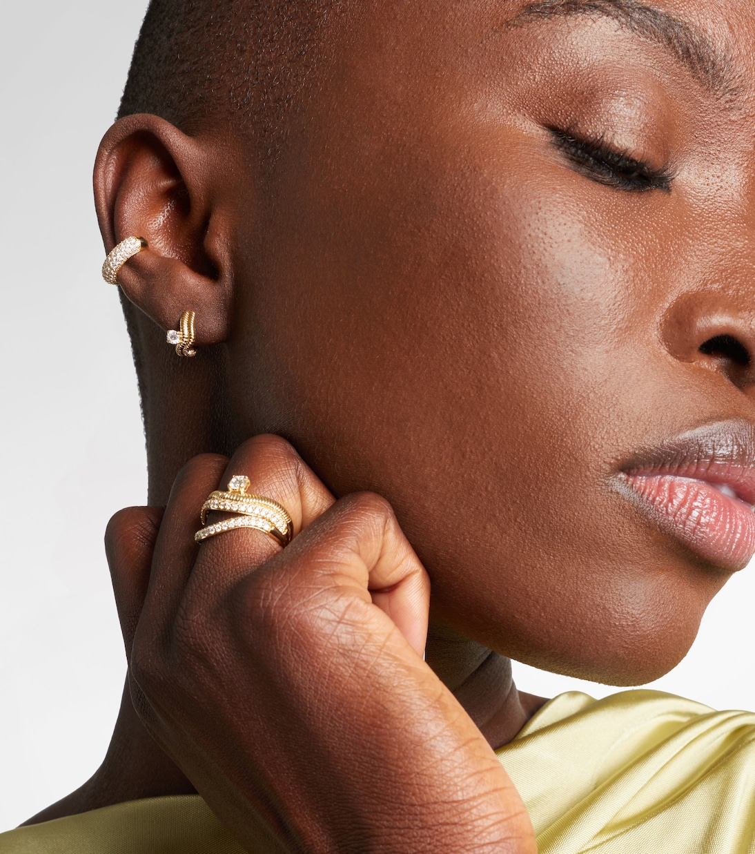 Second Hole Freddy 14kt gold huggie earrings with diamonds | Stone and Strand