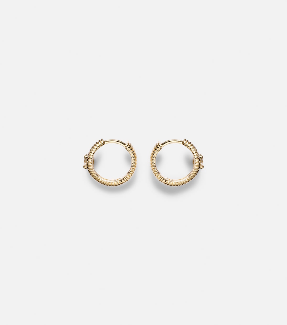 Second Hole Freddy 14kt gold huggie earrings with diamonds | Stone and Strand