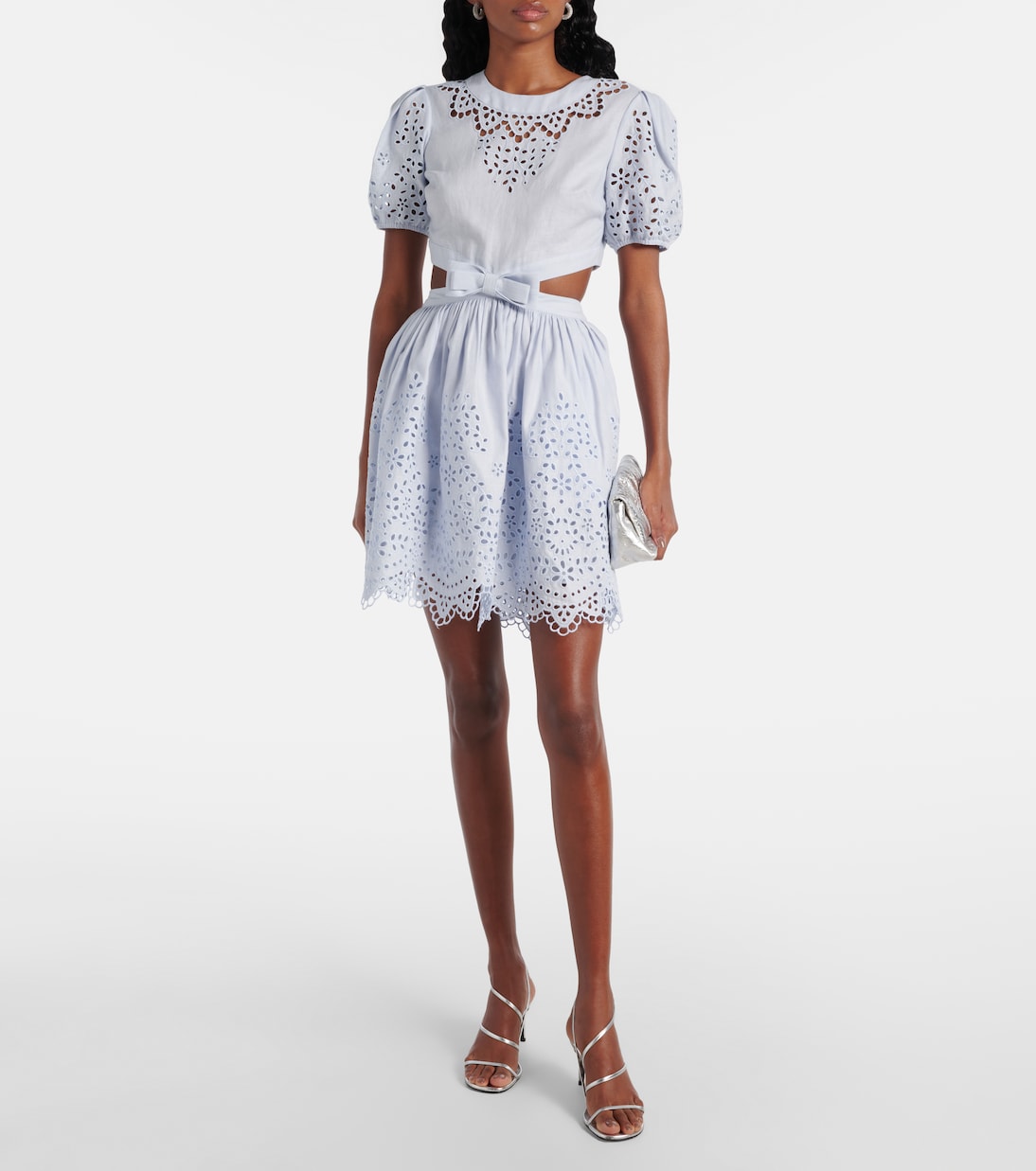 Embroidered bow-detail cutout minidress | Self-Portrait