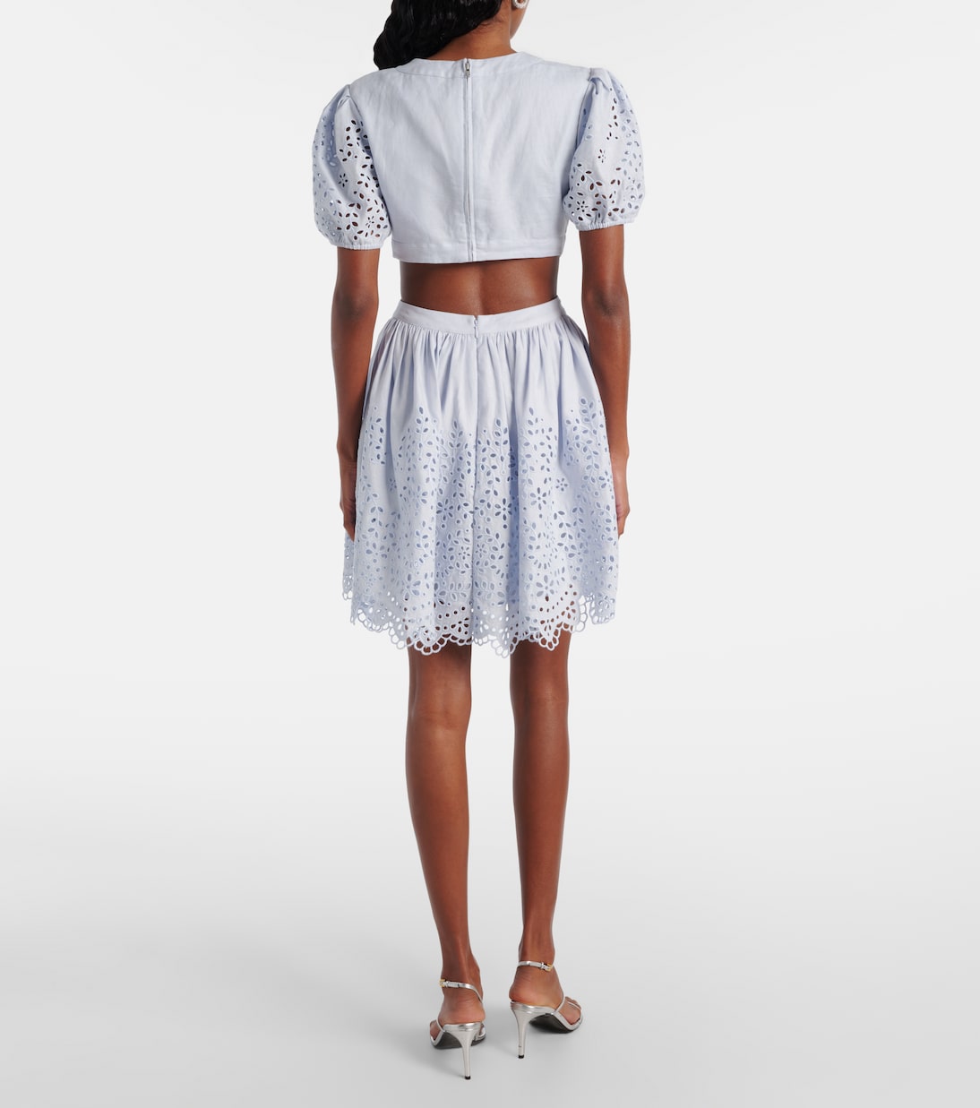 Embroidered bow-detail cutout minidress | Self-Portrait