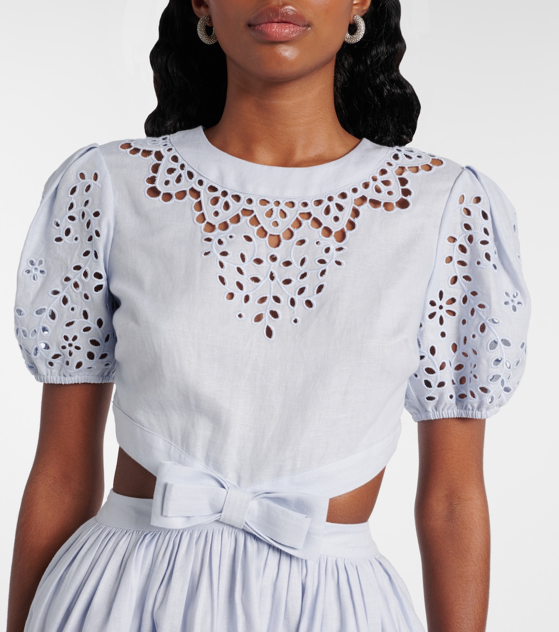 Embroidered bow-detail cutout minidress | Self-Portrait