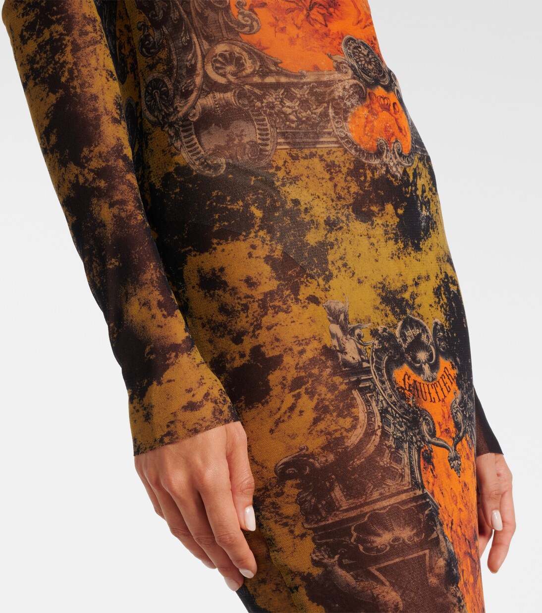 Bedrucktes Maxikleid Médallion aus Mesh | Jean Paul Gaultier