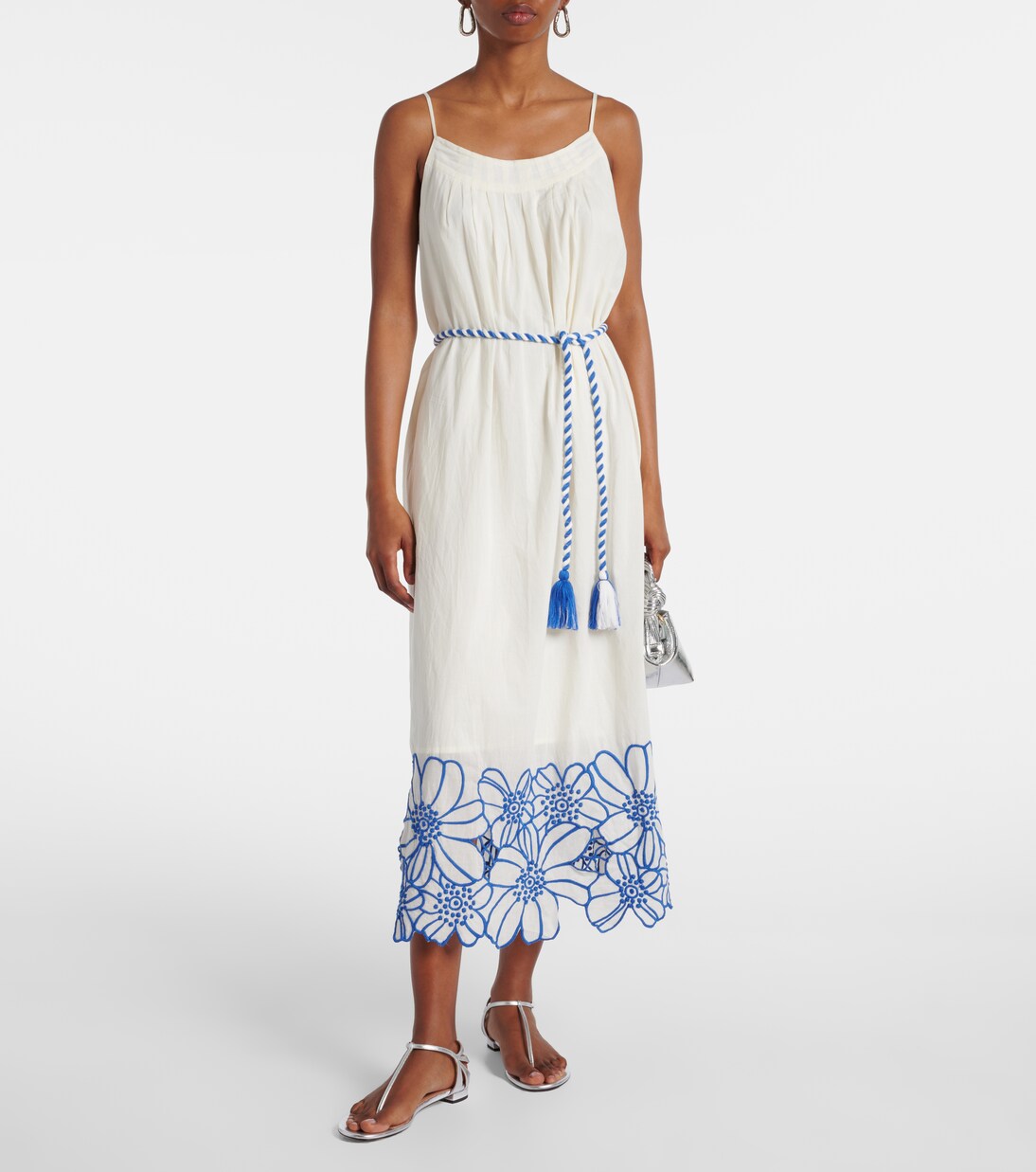 Robe midi Juliette brodée en coton | Velvet