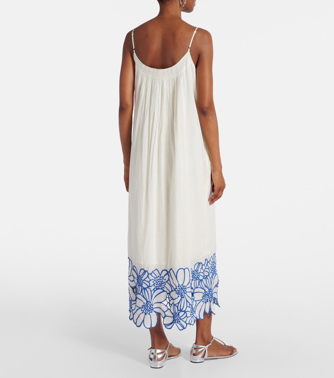 Robe midi Juliette brodée en coton | Velvet