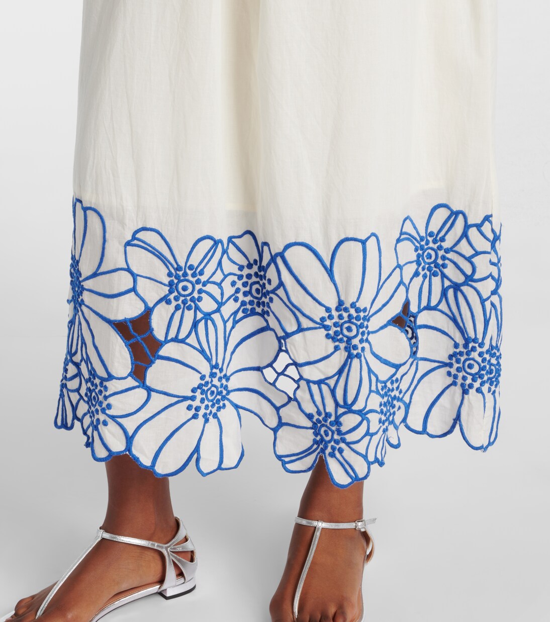 Robe midi Juliette brodée en coton | Velvet