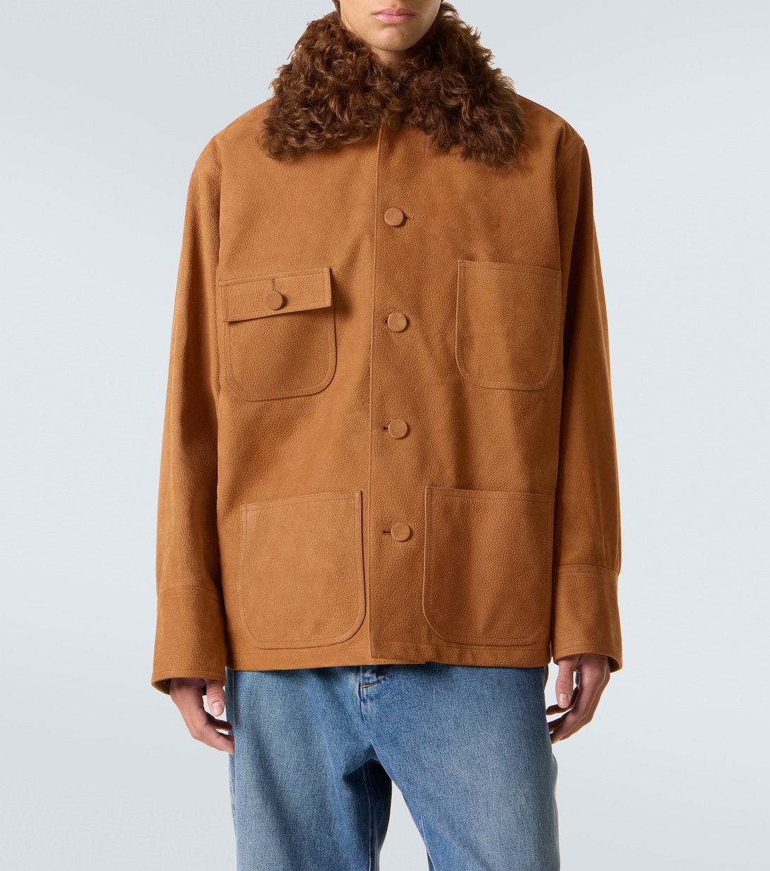 Shearling-trimmed suede field jacket | Plan C
