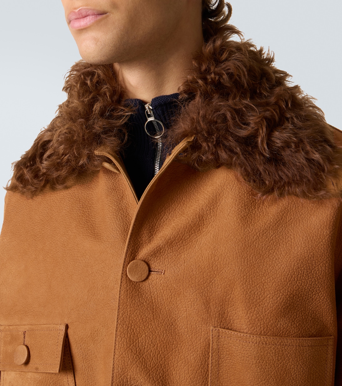 Shearling-trimmed suede field jacket | Plan C