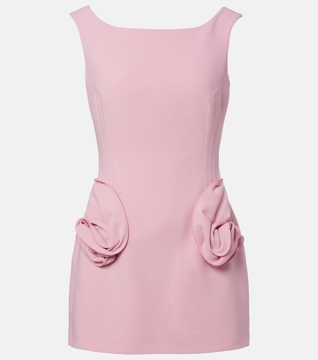 Vestido corto de mezcla de lana con aplique floral | Magda Butrym