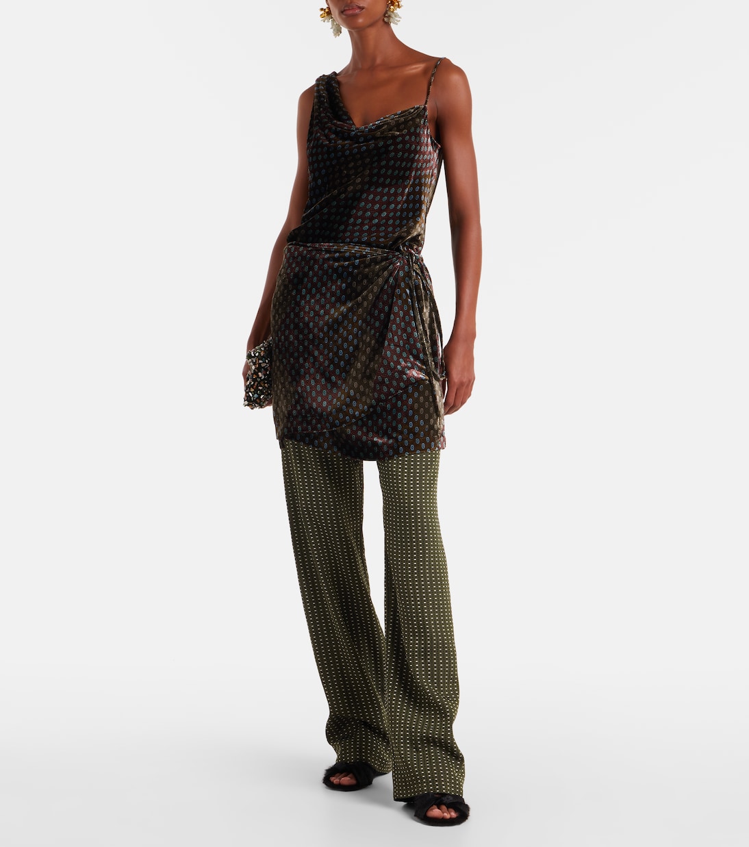 Draped printed velvet top | Dries Van Noten