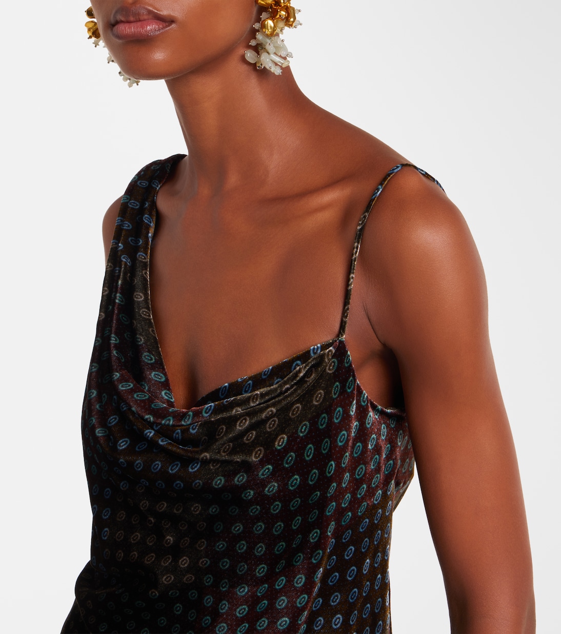 Draped printed velvet top | Dries Van Noten