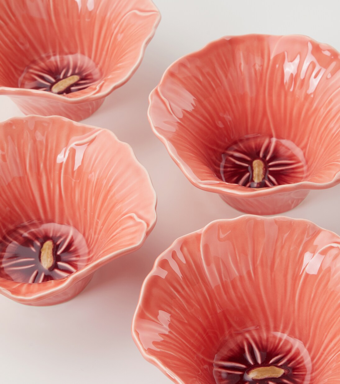 Maria Flor Hollyhock set of 4 ceramic bowls | Bordallo Pinheiro