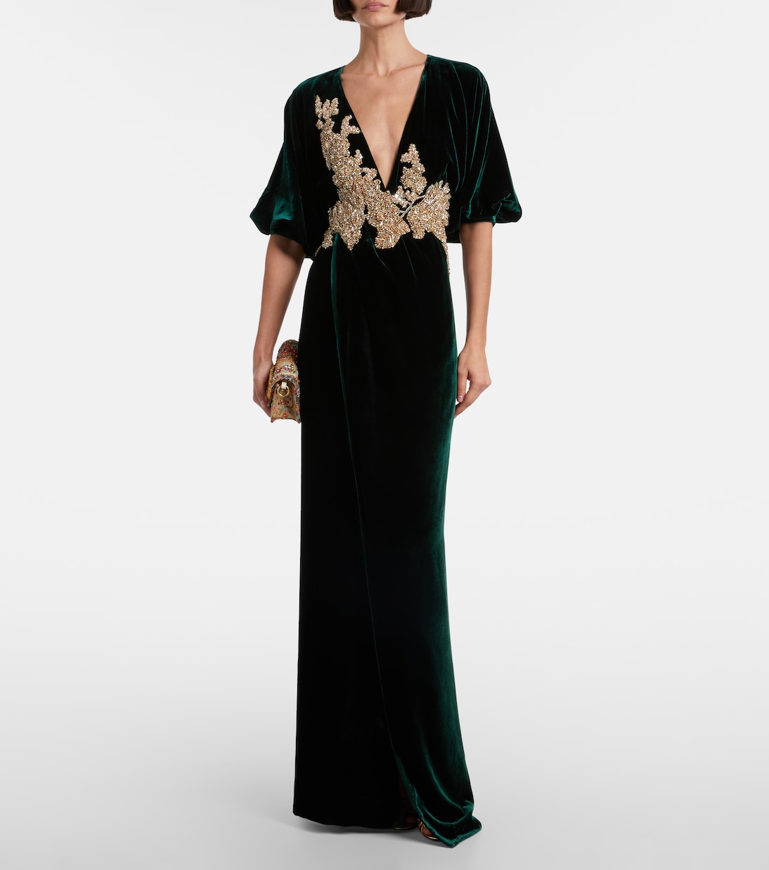 Floral velvet maxi dress | Costarellos