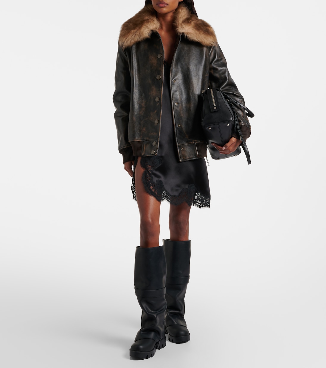 Bikerstiefel mit Leder | Dolce&Gabbana