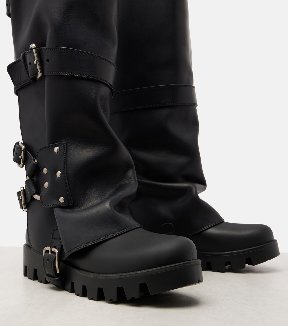 Bikerstiefel mit Leder | Dolce&Gabbana