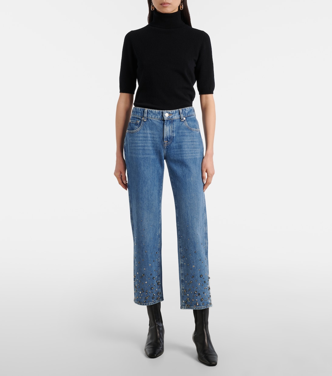 Calie embellished cropped straight jeans | 7 For All Mankind