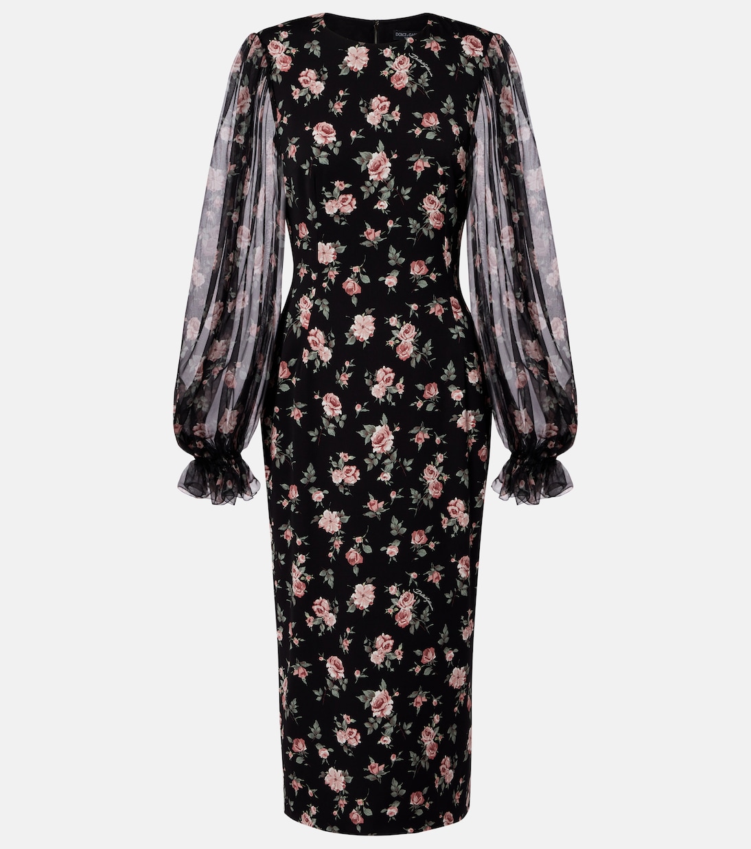 Floral silk-blend charmeuse midi dress | Dolce&Gabbana