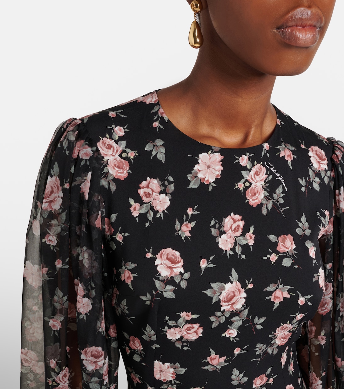 Floral silk-blend charmeuse midi dress | Dolce&Gabbana