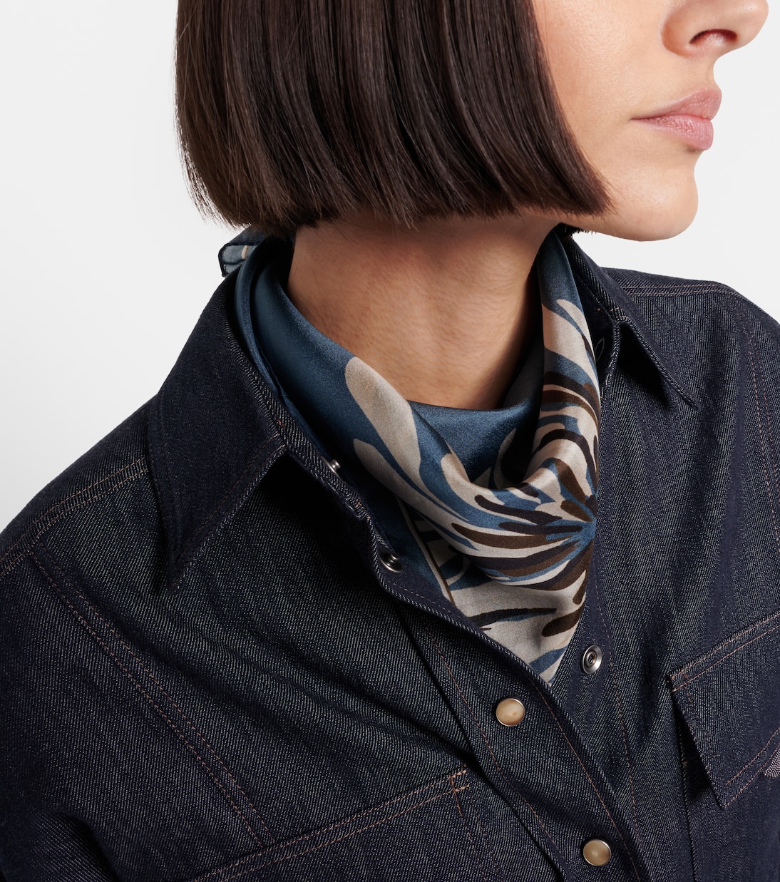 Foulard en sergé de soie à fleurs | Brunello Cucinelli