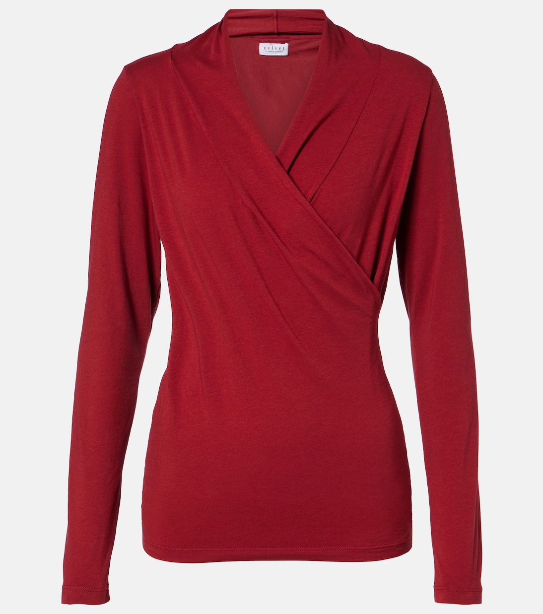 Meri cotton-blend jersey wrap top | Velvet