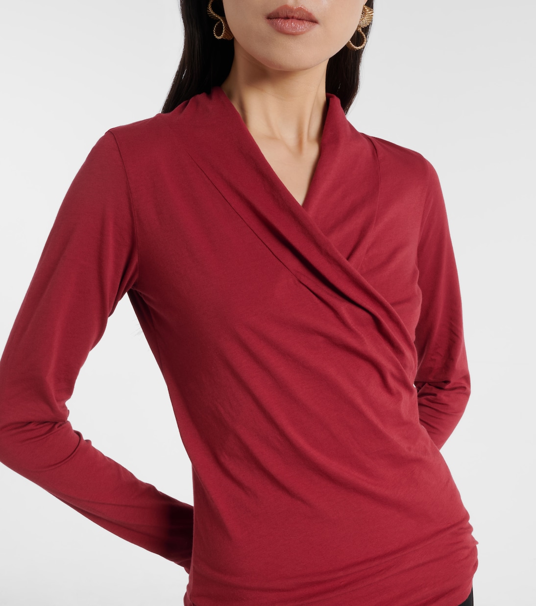 Meri cotton-blend jersey wrap top | Velvet
