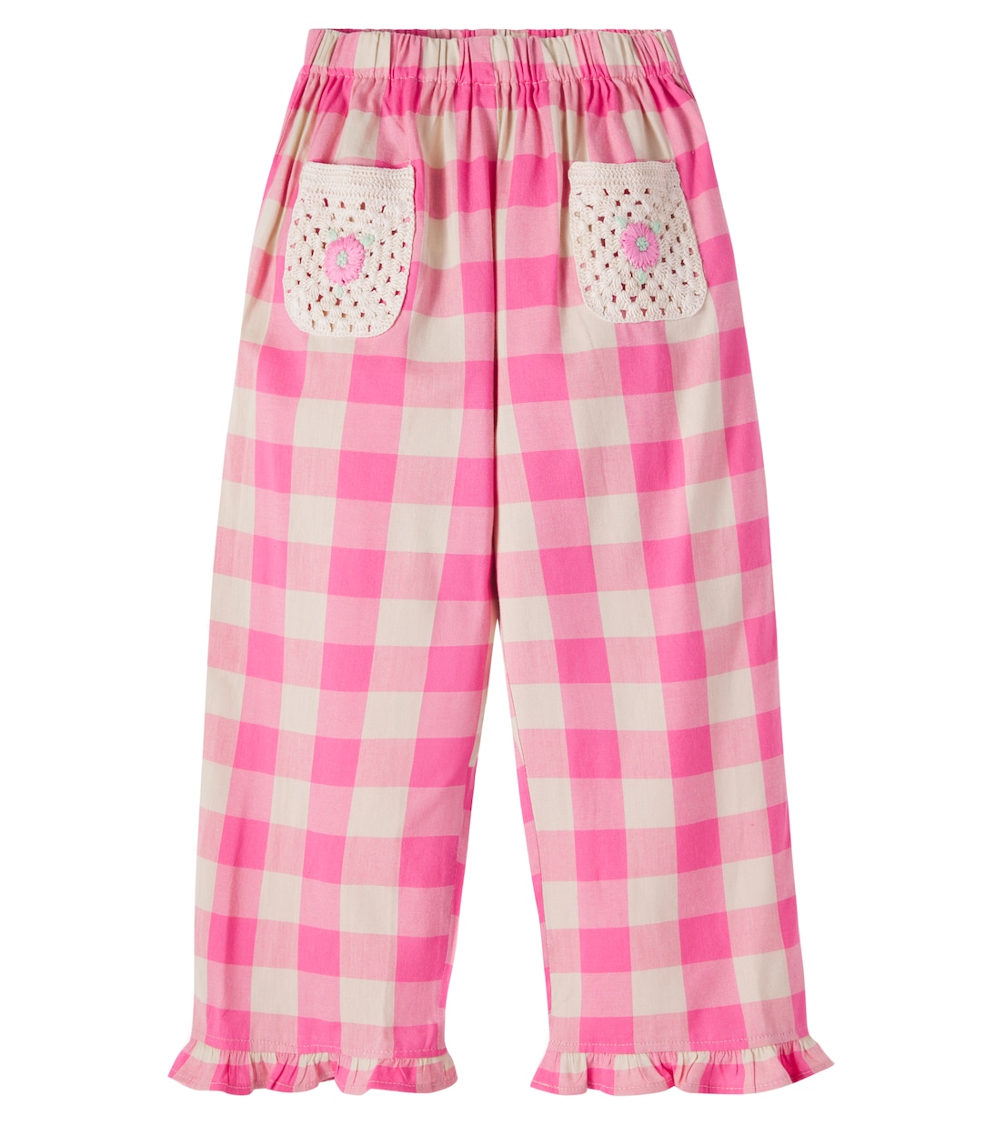 Anais checked crochet-trimmed cotton-blend pants | Bebe Organic