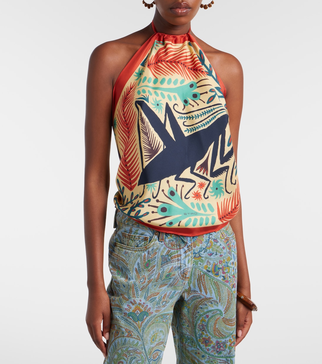 Bedrucktes Neckholder-Top aus Seide | Etro