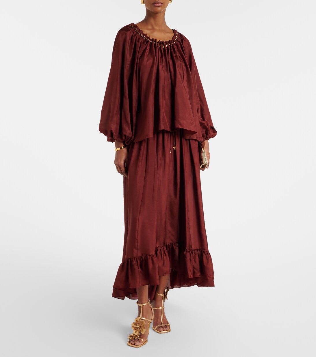 Aster gathered silk habotai maxi skirt | Zimmermann
