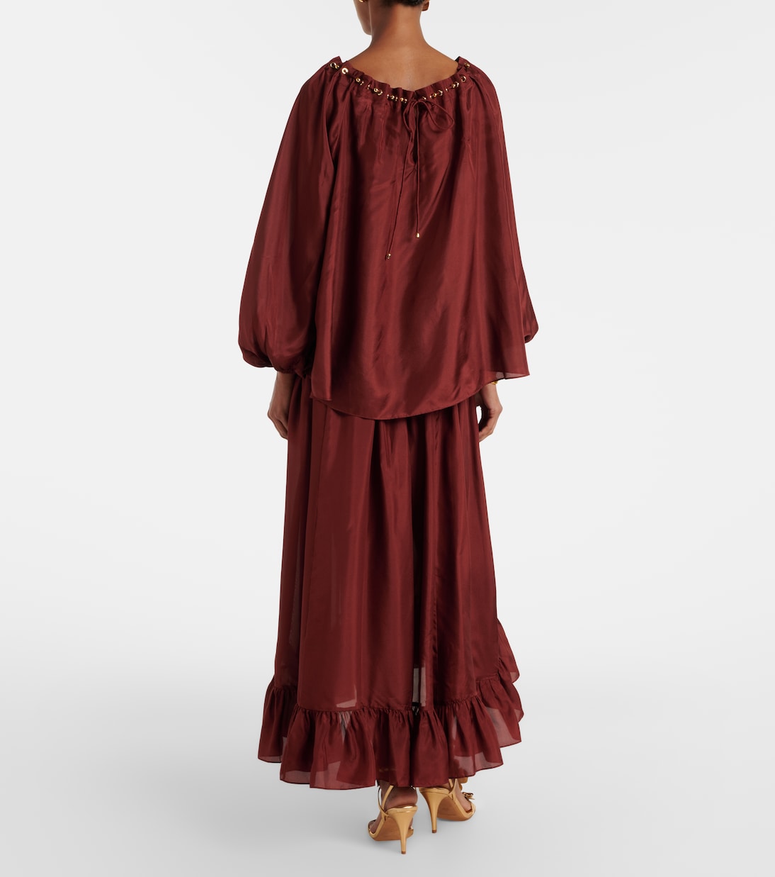 Aster gathered silk habotai maxi skirt | Zimmermann