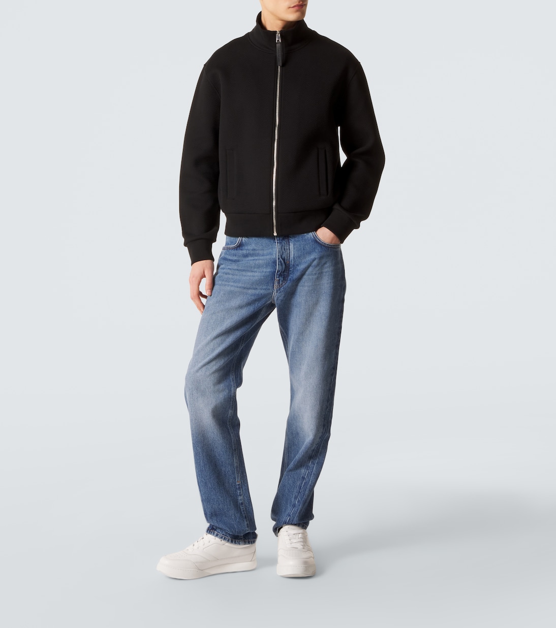 Herringbone cotton-blend zip-up sweater | Givenchy