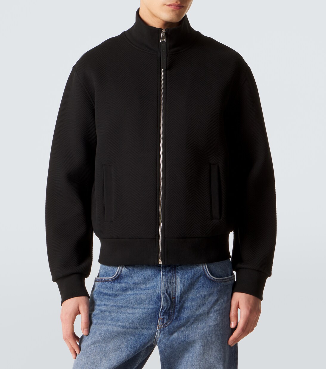 Herringbone cotton-blend zip-up sweater | Givenchy