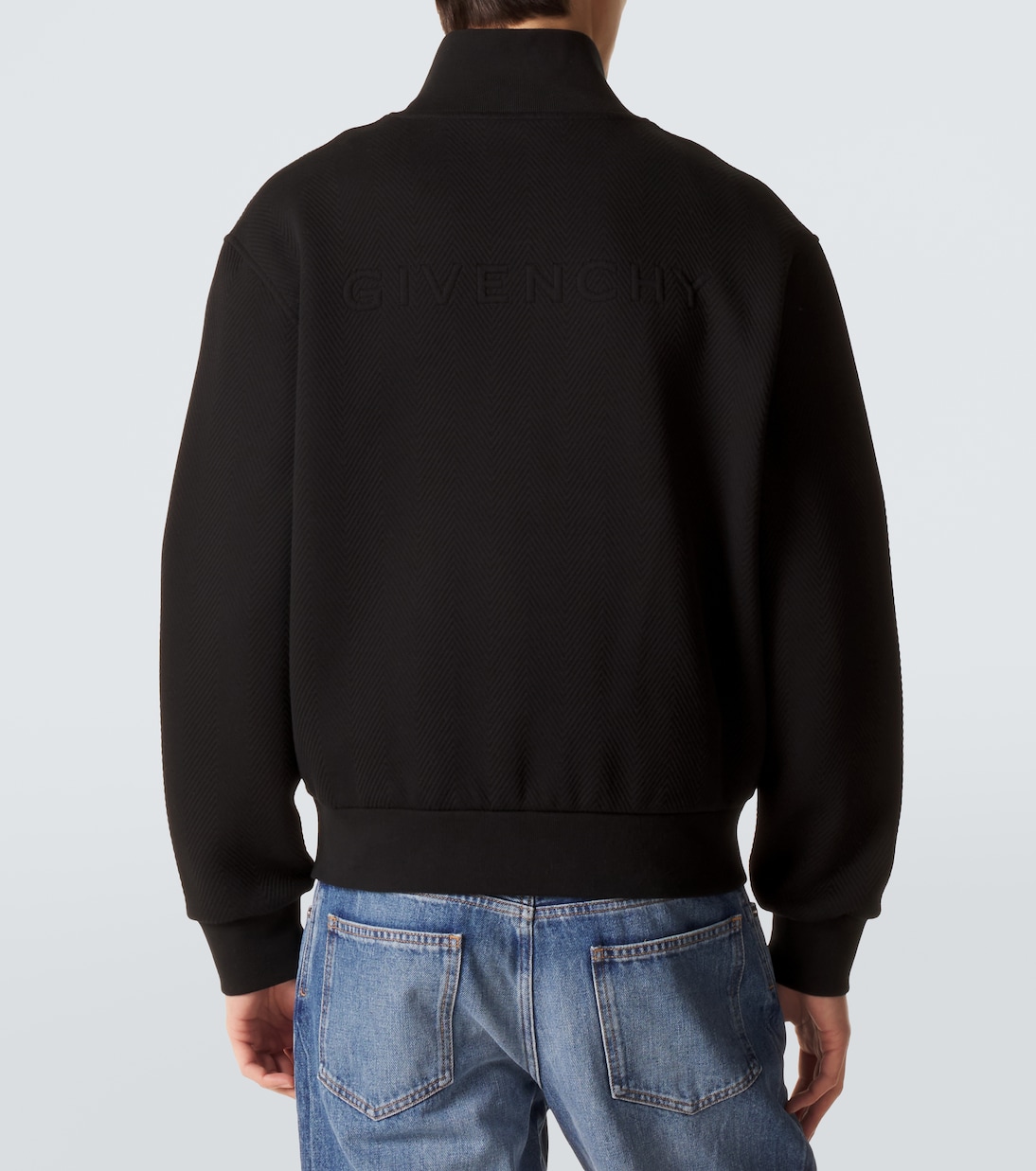Herringbone cotton-blend zip-up sweater | Givenchy