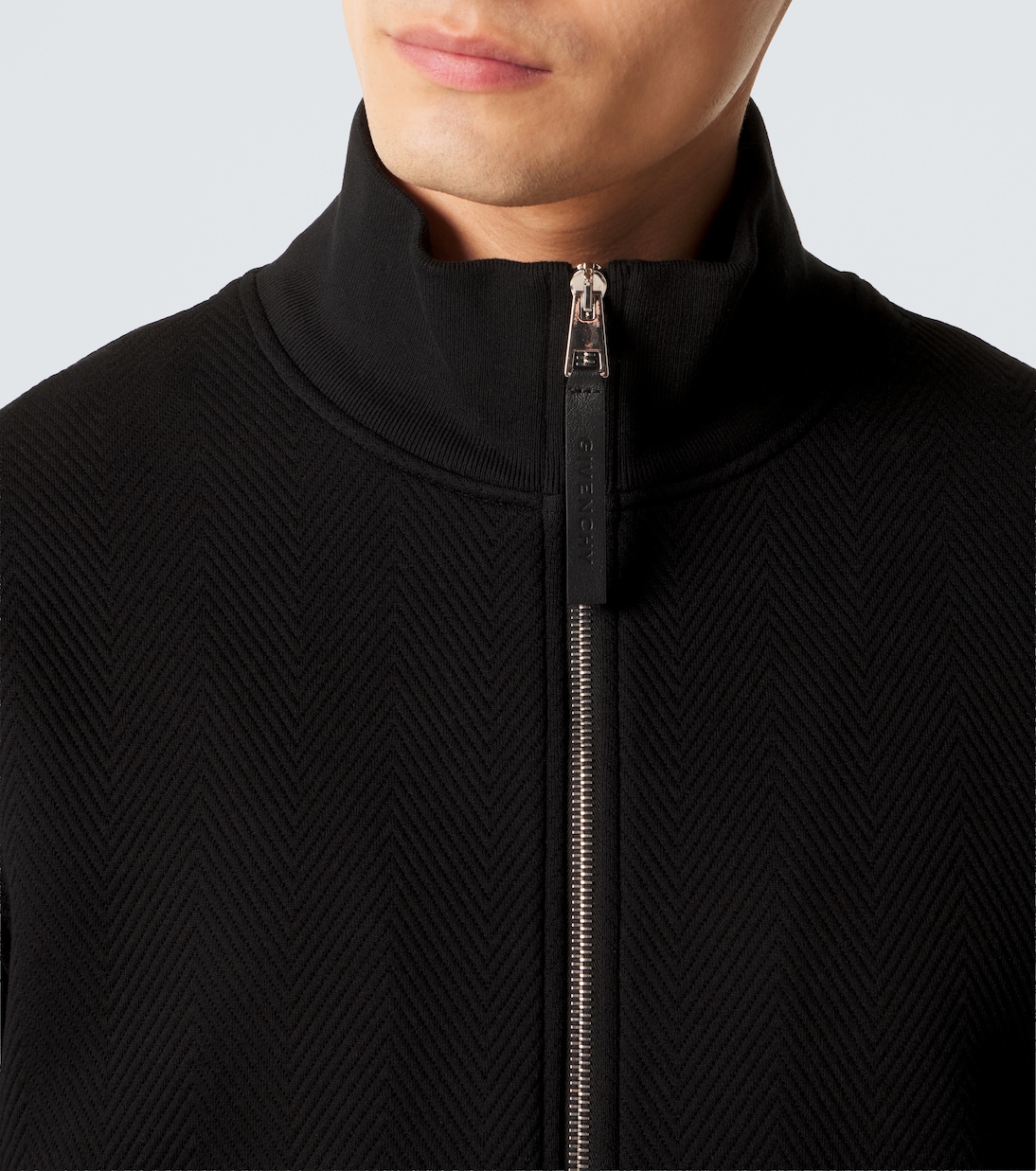 Herringbone cotton-blend zip-up sweater | Givenchy