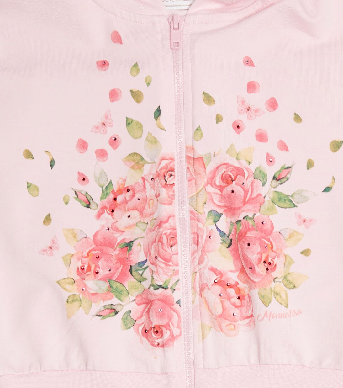 Sweat-shirt à capuche zippé à fleurs | Monnalisa