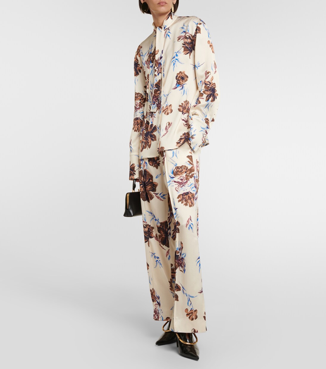 Pantalon ample à taille haute à fleurs | Jil Sander
