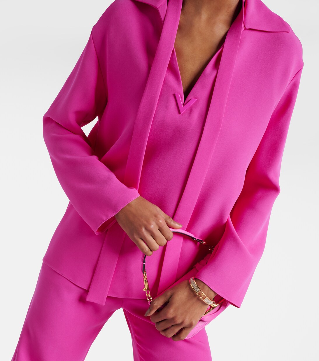 VGold tie-neck blouse | Valentino