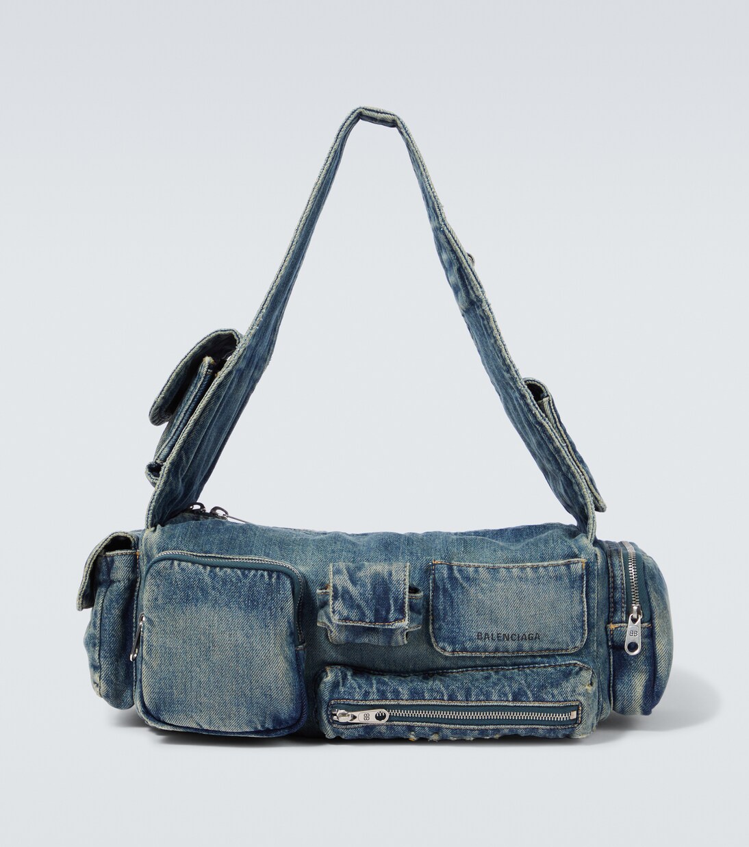 Superbusy Sling Small denim shoulder bag | Balenciaga