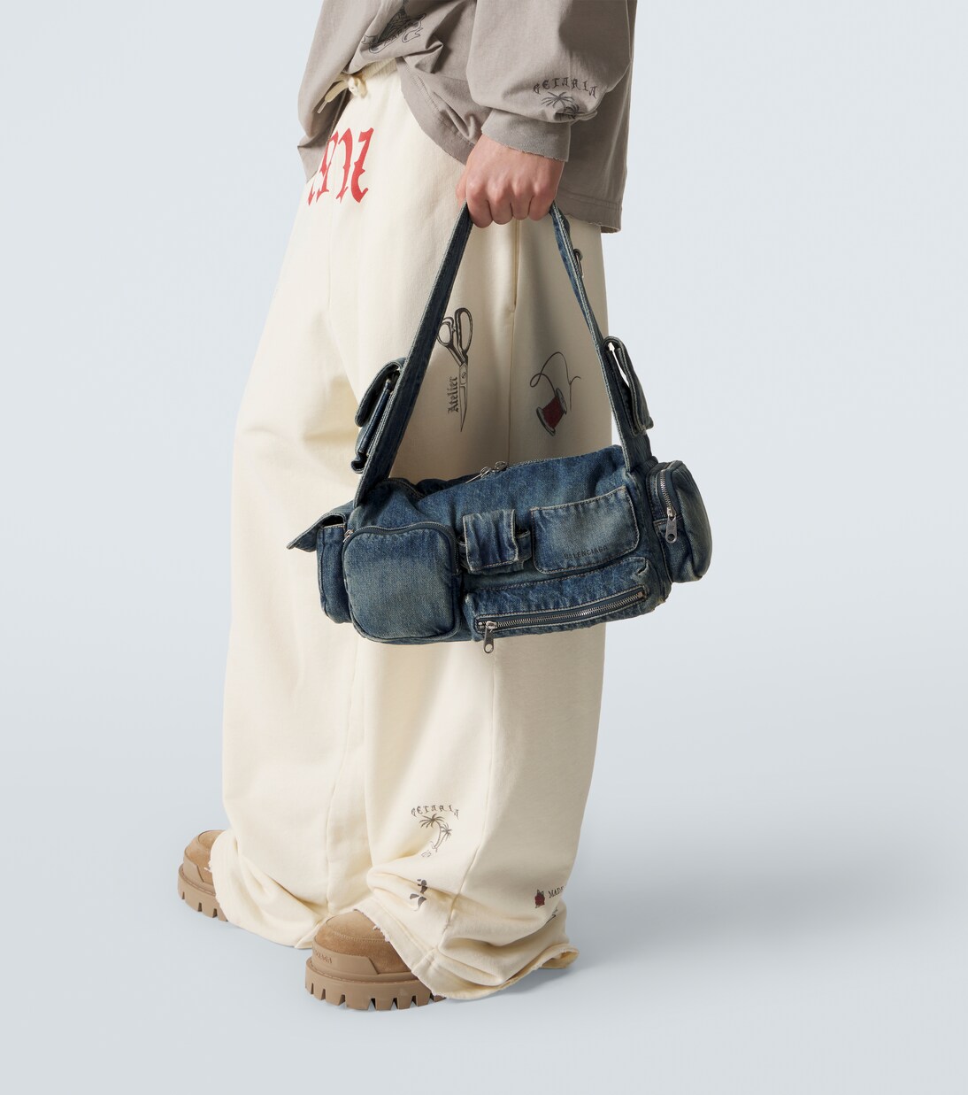 Superbusy Sling Small denim shoulder bag | Balenciaga